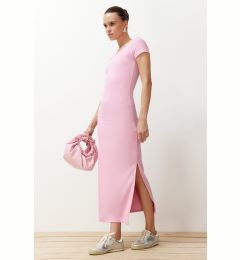 Снимка на Trendyol Pink Plain Bodycone Fitted Flexible Ottoman Knitted Maxi Pencil Dress