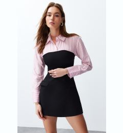 Снимка на Trendyol Pink Plain Bodycone Strapless Detailed Finike Mini Woven Shirt Dress