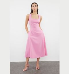 Снимка на Trendyol Pink Plain Midi Woven Dress