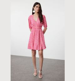 Снимка на Trendyol Pink Polka Dot Mini Skater Form Double Breasted Collar Woven Dress