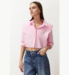 Снимка на Trendyol Pink Stoned Crop Woven Shirt with Padded Sleeves