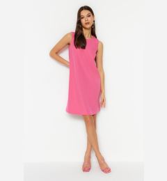 Снимка на Trendyol Pink Straight Cut Sleeveless Crew Neck Mini Woven Dress