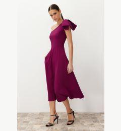 Снимка на Trendyol Plum A-Cut Bow Detailed Woven Elegant Evening Dress