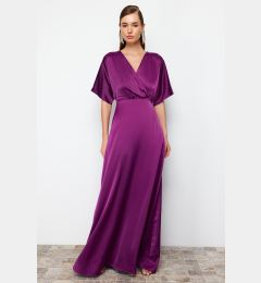 Снимка на Trendyol Plum A-Cut Woven Satin Long Elegant Evening Dress