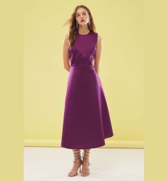 Снимка на Trendyol Plum A-Line Balloon Skirt Detail Satin Woven Chic Dress