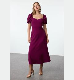 Снимка на Trendyol Plum A-Line Gathered Sleeve Woven Dress