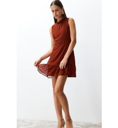 Снимка на Trendyol Plum A-Line Ruffled Lined Mini Woven Dress