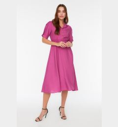 Снимка на Trendyol Plum A-line Shirt Collar Guiped Midi Woven Dress