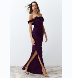 Снимка на Trendyol Plum Body-fitting Knitted Long Elegant Evening Dress