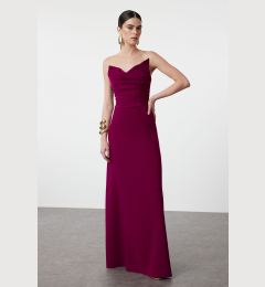 Снимка на Trendyol Plum Body-Smoothing A-Cut Woven Long Elegant Evening Dress