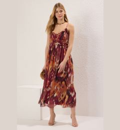 Снимка на Trendyol Plum Floral Ruffle Maxi Woven Dress with Opening Waist Skirt