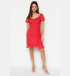 Снимка на Trendyol Pomegranate Blossom A-Line/A-Line Form Flounce Mini Lined Woven Dress