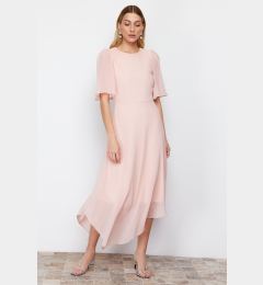 Снимка на Trendyol Powder A-line Asymmetrical Skirt Chiffon Lined Midi Woven Dress