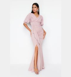 Снимка на Trendyol Powder Draped Knitted Long Elegant Evening Dress