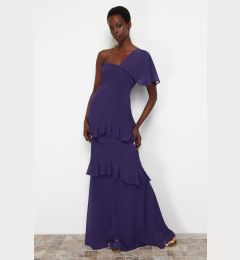 Снимка на Trendyol Purple A-Cut Ruffled Woven Long Evening Dress