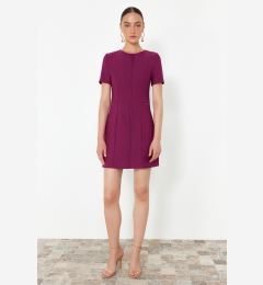 Снимка на Trendyol Purple A-line Crew Neck Mini Woven Dress