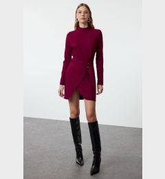 Снимка на Trendyol Purple Belted A-Line High Collar Mini Woven Dress