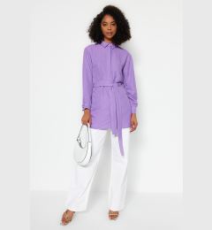 Снимка на Trendyol Purple Belted Concealed Pat Woven Shirt