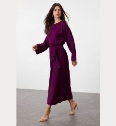 Снимка на Trendyol Purple Belted Woven Crinkle Dress