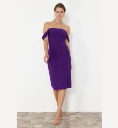 Снимка на Trendyol Purple Carmen Collar Knitted Elegant Evening Dress