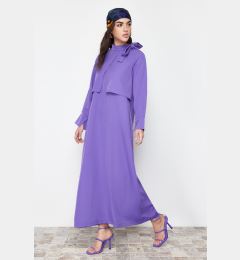 Снимка на Trendyol Purple Collar Tie Detailed Woven Dress