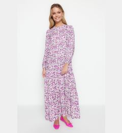 Снимка на Trendyol Purple Floral Patterned 100% Viscose Woven Dress