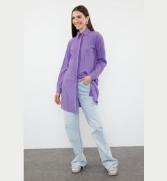 Снимка на Trendyol Purple Midi Length Crinkle Woven Shirt