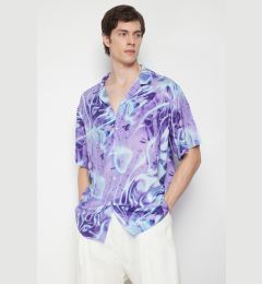 Снимка на Trendyol Purple Oversize Fit Abstract Printed 100% Viscose Short Sleeve Casual Summer Shirt