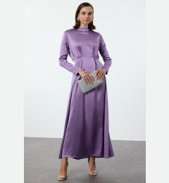 Снимка на Trendyol Purple Waist Pleat Detailed Woven Satin Evening Dress