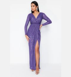 Снимка на Trendyol Purple Woven Sequin Long Elegant Evening Dress