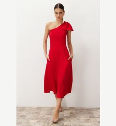 Снимка на Trendyol Red A-Cut Bow Detailed Woven Elegant Evening Dress