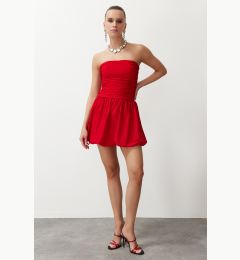 Снимка на Trendyol Red A-Cut Woven Elegant Evening Dress