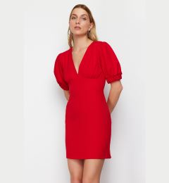 Снимка на Trendyol Red A-line Back Detailed Balloon Sleeve Mini Woven Dress