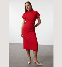 Снимка на Trendyol Red A-Line Cowl Neck Midi Crepe Woven Dress