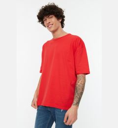 Снимка на Trendyol Red Basic 100% Cotton Crew Neck Oversize/Wide Cut Short Sleeve T-Shirt