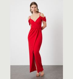 Снимка на Trendyol Red Belt Detailed Woven Long Evening Dress