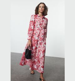 Снимка на Trendyol Red Belted Floral Woven Dress