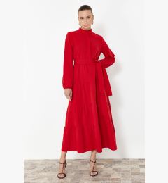 Снимка на Trendyol Red Belted Magnificent Collar Button Detailed Woven Dress