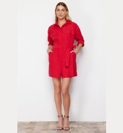 Снимка на Trendyol Red Belted Pocket Mini Woven Shirt Dress