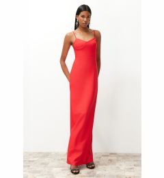 Снимка на Trendyol Red Chest Detailed Body-Shouldered Long Evening Evening Dress