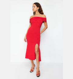 Снимка на Trendyol Red Fitted Knitted Elegant Evening Dress