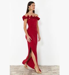 Снимка на Trendyol Red Fitted Knitted Long Evening Dress