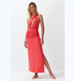 Снимка на Trendyol Red Fitted Maxi Knitted Cut Out/Window One-Shoulder Beach Dress