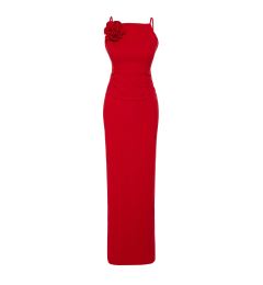 Снимка на Trendyol Red Fitted Rose Detailed Woven Long Evening Dress