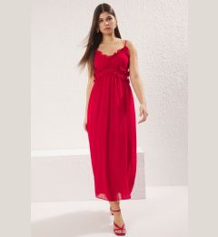 Снимка на Trendyol Red Floral Skirt Opening Ruffle Maxi Chiffon Lined Woven Dress