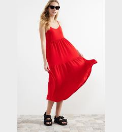 Снимка на Trendyol Red Flounce Relaxed Cut Strap Midi Woven Dress