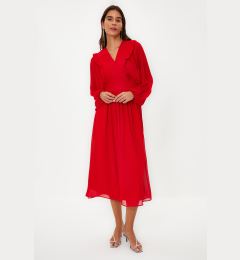 Снимка на Trendyol Red Minimal Patterned Chiffon Lined Woven Dress