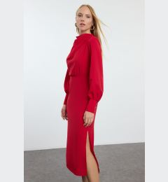 Снимка на Trendyol Red Plain Midi Woven Dress