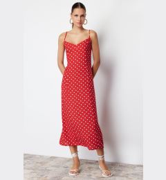 Снимка на Trendyol Red Polka Dot A-Cut Back Tie Detailed Midi Woven Dress