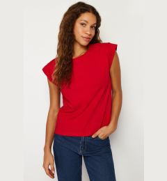 Снимка на Trendyol Red Rib Detail Moon Sleeve Basic Knitted T-Shirt